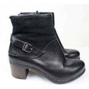 Dansko "Hayley" Black Leather & Suede Block Heeled Biker Bootie EUR. 36 US 5-5.5